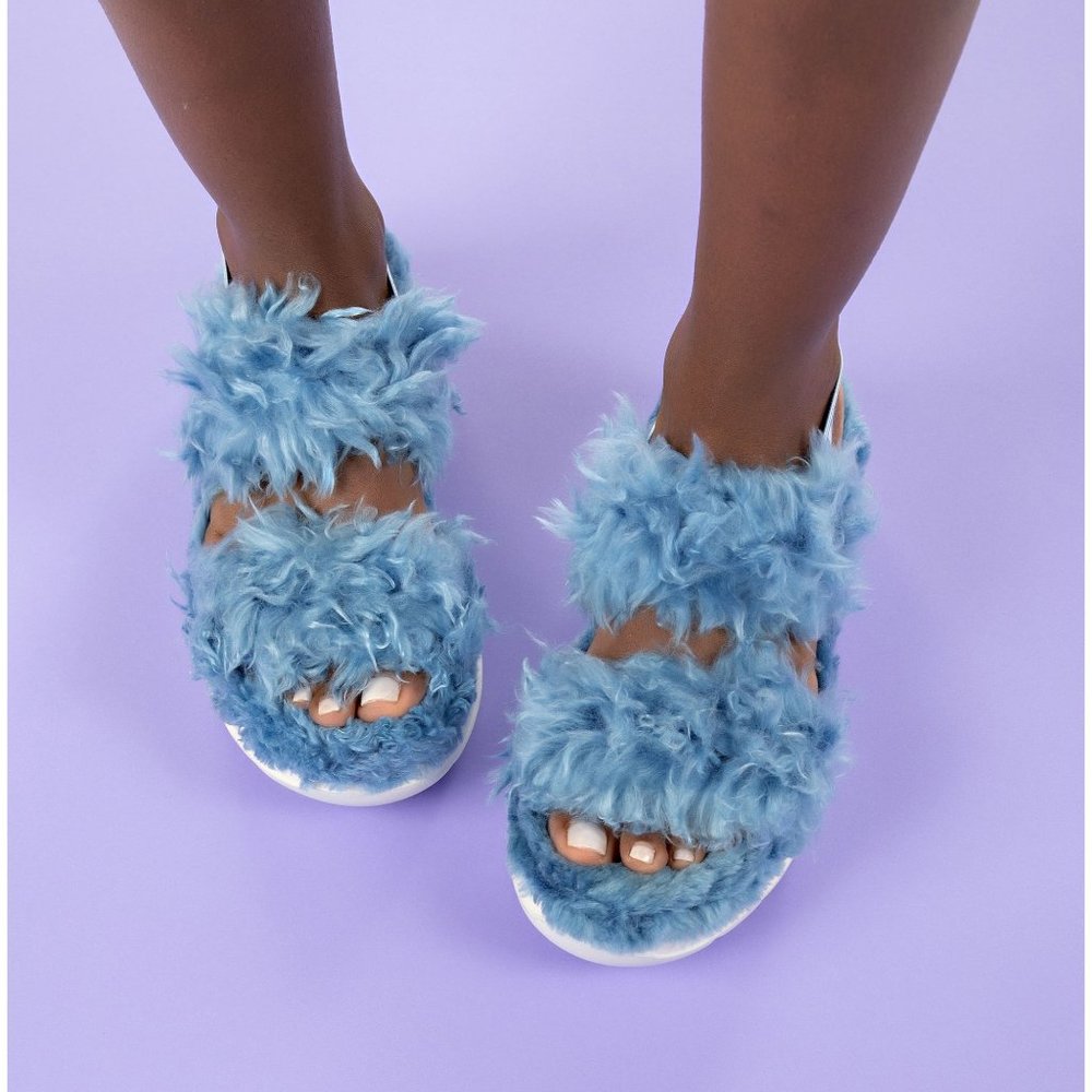 New NWoT UGG Women's FLUFF SUGAR SANDAL Blue Slipper Slide READ DESCRIPTION! - Picture 8 of 8